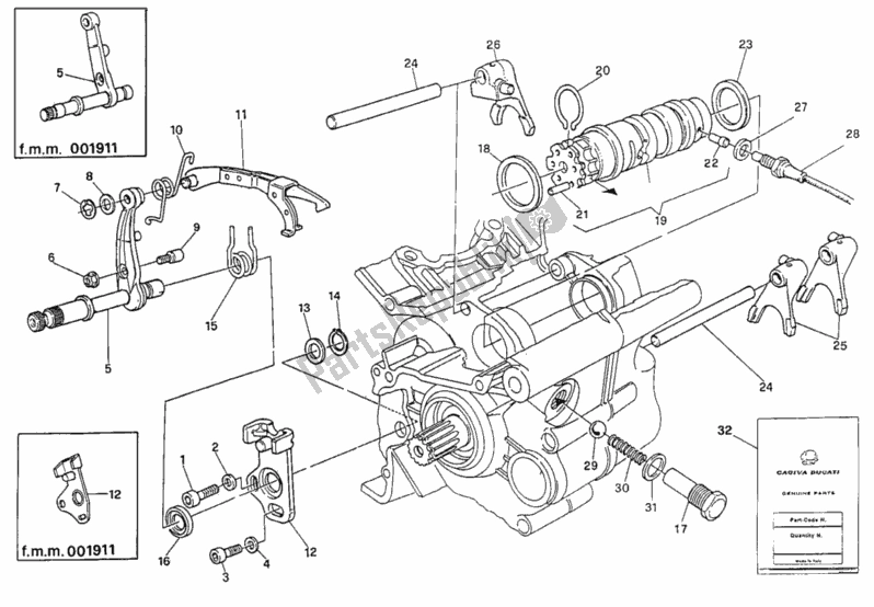 All parts for the Gear Change Mechanism of the Ducati Supersport 400 SS 1993